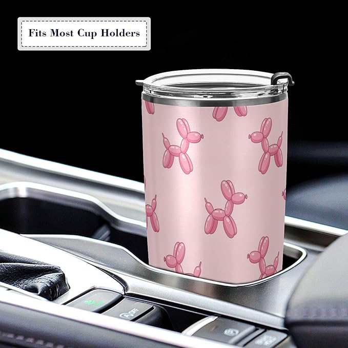 Balloon Dogs Pink 20oz Tumbler with Lid and Straw Travel Coffee Cup Mug Insulated Tumblers Drinking Mugs Water Bottle Cups Stainless Steel Cup Tea Mug
