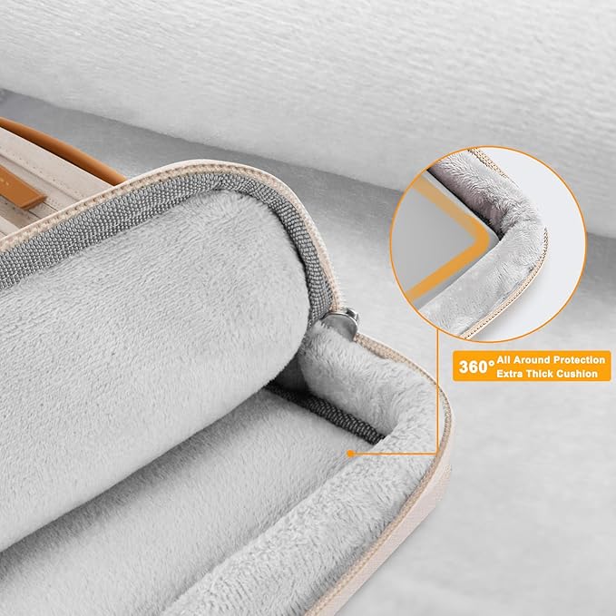 MOSISO 360 Protective Laptop Case 13.3 inch, 13-13.3 inch Laptop Sleeve Compatible with MacBook Air/Pro 13 / Pro 14,HP Dell Acer ASUS,Side Open Carrying Case with 4 Zipper Pockets&Handle, Sand