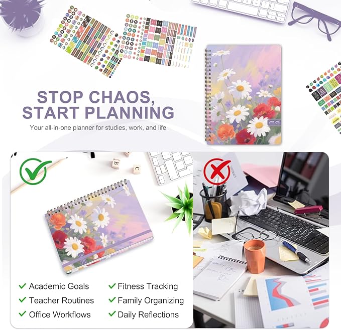 Planner 2026-2027, Weekly and Monthly Academic Planner, July 2026 - June 2027, Hardcover Calendar Agenda Book for School Year Planning, School Supplies for Teacher and Student, A5(6.3'' x 8.5'')