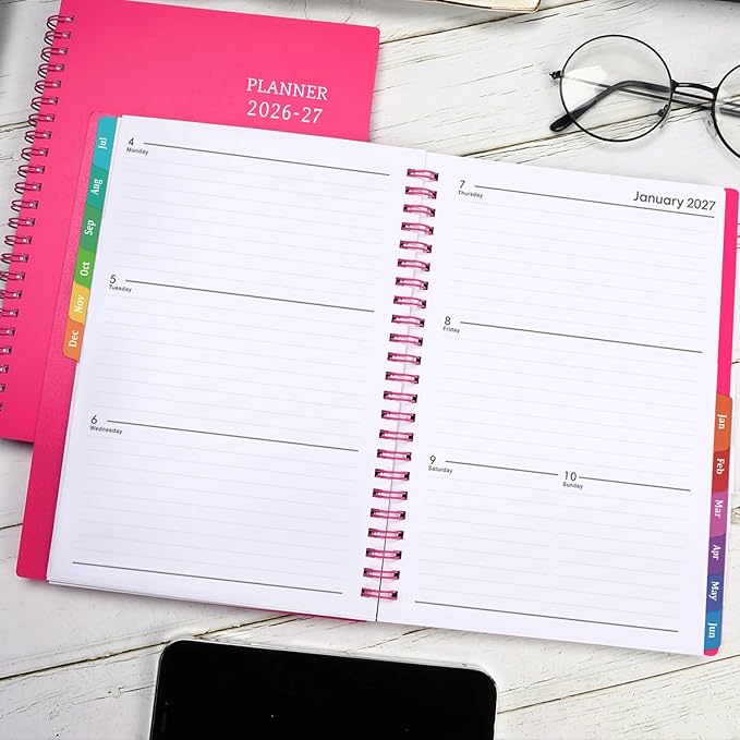 Planner 2026-2027 - 2026-2027 Academic Planner, 2026-2027 Planner Weekly and Monthly with Tabs, July 2026 - June 2026, 6.25" × 8.3", Strong Twin-Wire Binding