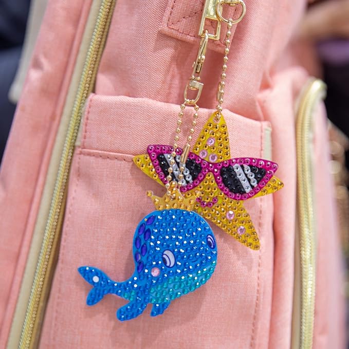 Labeol Arts and Crafts for Kids Ages 8-12 - Creat Your Own GEM Keychains-5D Diamond Art by Numbers GEM Art Kits for Kids Girls Toddler Crafts Age 6-7 6-8 10-12 (Ocean)