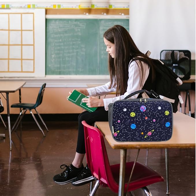 GYEUKHAM Insulated Lunch Box for School, Thermal Reusable Durable Freezable Lunch Bags for Kids Boys Girls Men Women - Small Soft Cooler Portable Lunch Tote Kit for Work Picnic Travel,Constellation