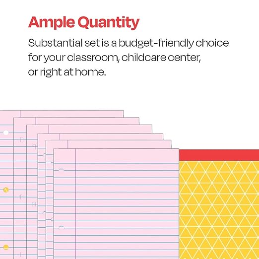 School Smart 3-Hole Punched Filler Paper, 8-1/2 x 11 Inches, Pink, 100 Sheets - 087155