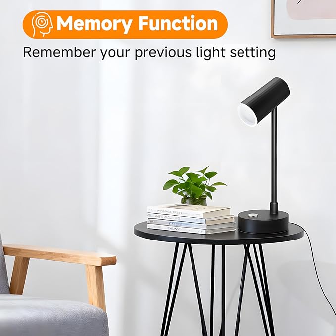 ShineTech LED Desk Lamp for Home Office, Dimmable Table Lamp with 3 Color Modes & Adjustable Brightness, USB-C Port, Touch Control, Eye-Caring Reading Lamp for Bedside, Study, Work