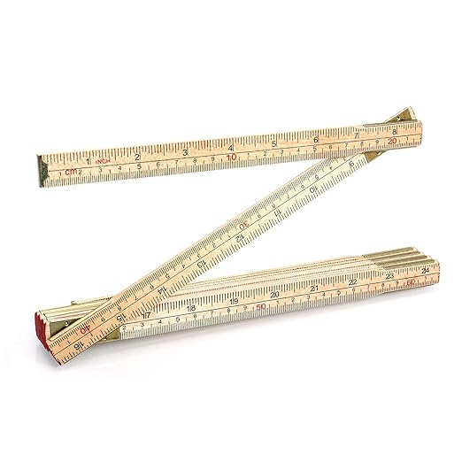 QWORK Folding Wood Rule, 6 FT 6 Inch Foldable Ruler with US and Metric Measurements for Carpenters