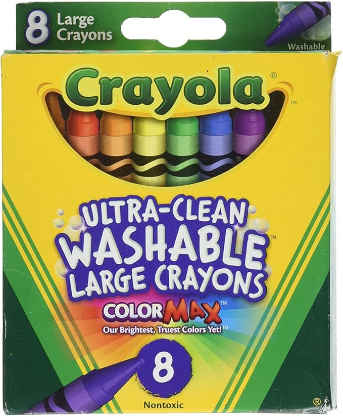 Crayola Washable Crayons, Large Size, 8 Colors, Pack of 1