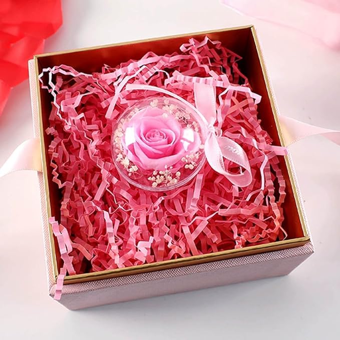 LYARCHTE Crinkle Paper Filler 5.2 oz, Crinkle Cut Paper Shred Filler Shredded TissueRaffia Grass Paper for Gift Basket Packing Bag Filler (Pink)