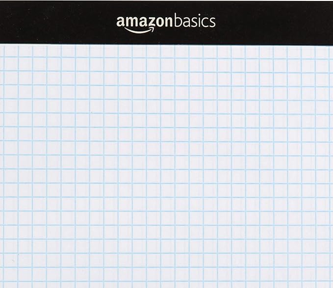 Amazon Basics Quad-Ruled Graph Paper Pad, 4x4 Grid, Perforated Sheets, Letter Size 8.5" x 11", White, 100 Sheets per Pad, 6-Pack (600 Sheets)