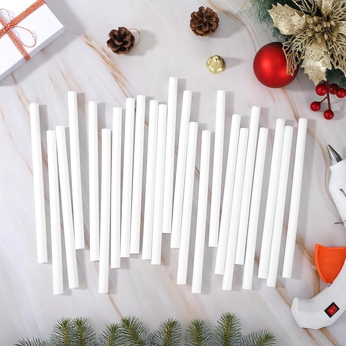 White Hot Glue Sticks, 72 Pack 0.43" Dia x 8" Long White Glue Sticks Standard for Crafting DIY Art School Gluing Project Sealing Wax, Car Dent Repair