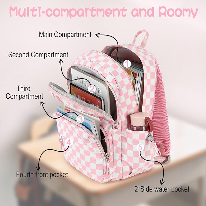 LOIDOU Backpack for Girls 4-6, 15 inch Cute Kids Backpack for Toddler Preschool Gifts (pink)