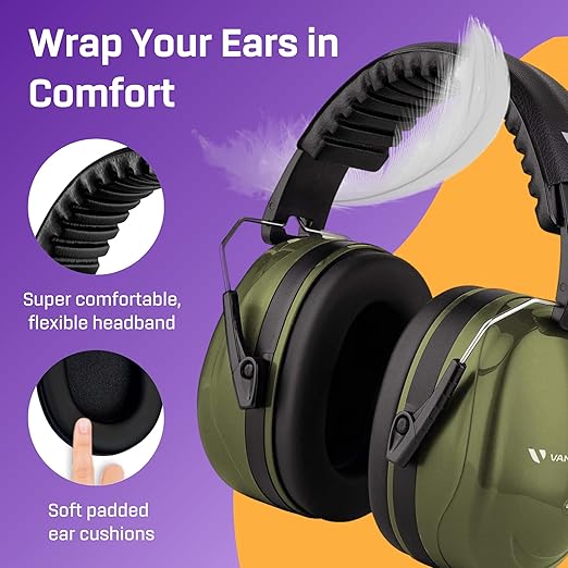 Vanderfields - Hearing Protection Ear Muffs - Over 35 dB (2K Hz) Broad Noise Cancelling Sound Reduction - Adults & Teens