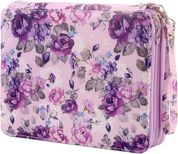 Portable Colored 120 Slots Pencil case Organizer with Printing Pattern for Watercolor Pens or Markers, Pencil Case Organizer for Artist