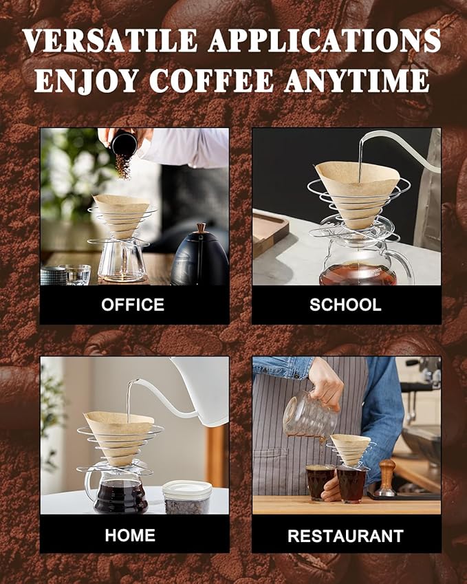 Travel Pour Over Coffee Maker, Collapsible Folding Stainless Steel Coffee Filter Holder, Travel Pour Over with Holder Bag, V02 Paper Filters for Camping, Hiking, Office