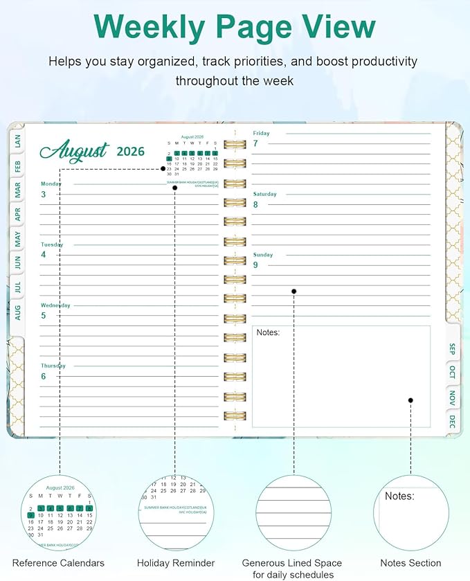 2026 Weekly and Monthly Planner - 2026 Hardcover Calendar Planner, Jan. 2026 - Dec. 2026, Daily Agenda Book with Tabs, Twin-Wire Binding, Back Pocket, School Teacher Student Supplies, A5(6.3" x 8.5") (Butterfly)