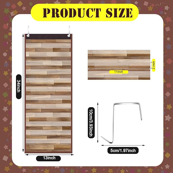 Ctosree 2 Pcs Wood Grain Daily Schedule Pocket Chart 14 Pocket Chart with 4 Hanging Hooks Toddler Schedule Chart Daily Schedule for Kids Preschool Teacher Supplies Pocket Chart for Classroom Office