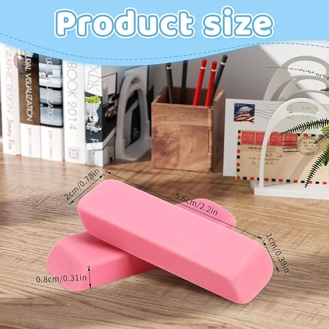 PRALB 144 Pack Pink Erasers, Bulk Erasers for Art, School, and Classroom