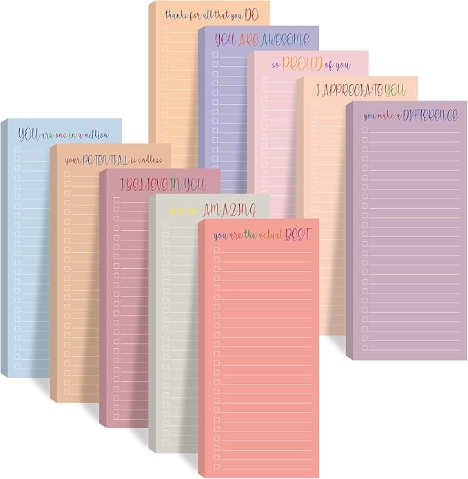 Censen 10 Pack 500 Sheets to Do List Notes Daily Checklist Notepads with 50 Sheets Undated Memo Pad Color Block Shopping List Pad Weekly Plan Notepad Organizer Planners(Morandi, Motivation Language)