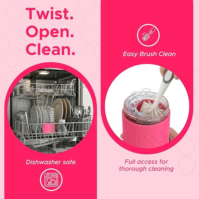 Copco Hydra 16.9 oz Water Bottle, Set of 2 – Leak Proof, BPA Free Tritan, Dishwasher Safe, Twist-Open Body, Non-Slip Silicone Grip, Perfect for Gym & Office & Outdoor Activities (Pink)