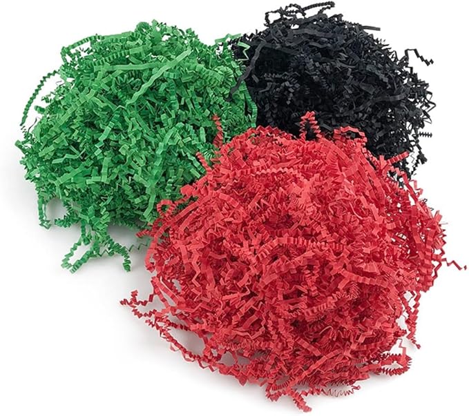 50g Crinkle Cut Paper Shred for Easter Decor Gift Basket Filler, Gift Box Filler Paper Shreds, Raffia Grass for Gift Wrapping (Black)