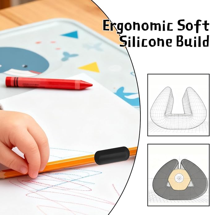5-Pack 1 Ounce Silicone Pencil Grips, Handwriting Aid for Kids & Seniors with Special Needs, Dysgraphia Tools & Ergonomic Writing Assist