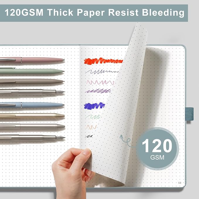 AHGXG Dotted Journal Notebook, 160 Numbered Pages, A5 Size (5.7'' x 8.3'')