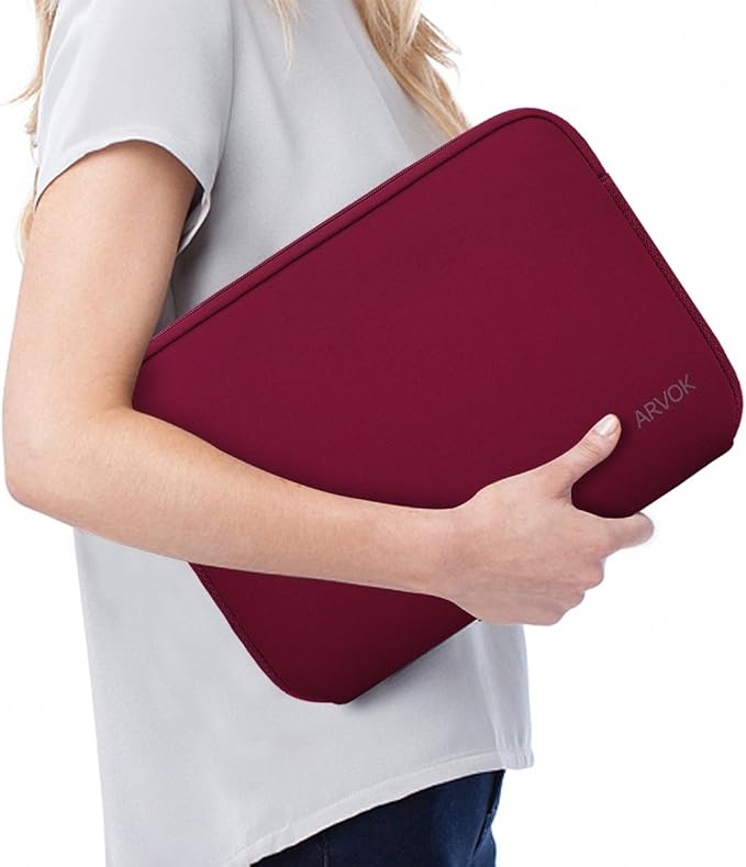 Arvok 13 13.3 14 Inch Laptop Sleeve Case for MacBook Pro/MacBook Air 13-14 inch, Water-Resistant Notebook Chromebook Computer Pouch, Carrying Bag Cover for HP/Dell/Lenovo/Asus/Acer, Wine Red