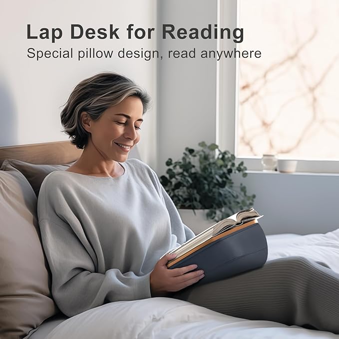 ERGONOV Lap Book Stand for Hands Free Reading Comfortable Reading Pillow Stand Minimize Neck Strain Perfect Idea for Book Lovers in Dorm Room or Anywhere Else with Bookseat(Gray)