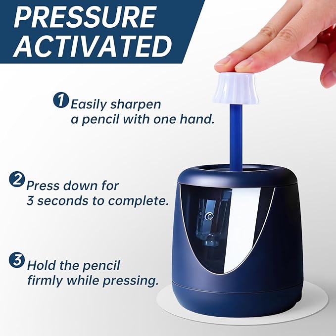 Battery-Powered Electric Pencil Sharpener, (Includes 2 Replacement Blades and 1 Cartoon Sticker) Suitable for Children, Classrooms, Offices, and Homes. Suitable for 6-8mm No. 2/Colored Pencils.