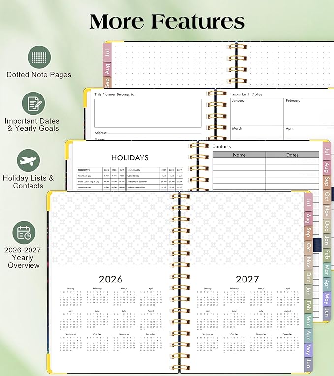 Academic Planner 2026-2027, Hardcover Weekly and Monthly Calendar Planner from July 2026 - June 2027, Daily Agenda Planners with Tabs, College School Organizer for Student Teacher, A4 (8.5" x 11"), Starfall Range