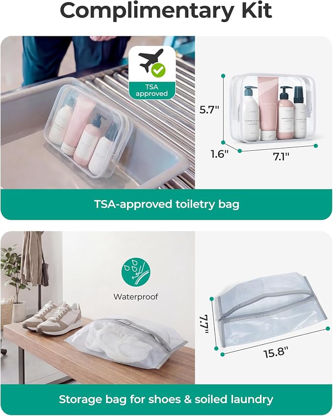 BAGSMART Travel Backpack for Women, 17.3" Carry on Backpack, Ink Green | Airline Approved Personal Carry-on Size, Shoe Bag & TSA-approved Toiletry Bag, Trolley Sleeve, Water-Resistant