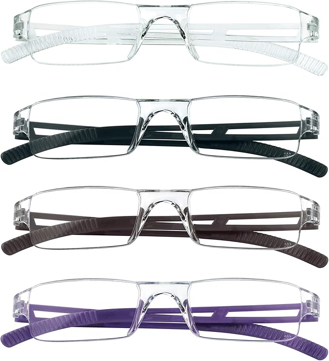 LifeArt 2/4 Pairs Reading Glasses, Blue Light Blocking Glasses, Computer Glasses for Men and Women, Rectangle Eyewear Frame