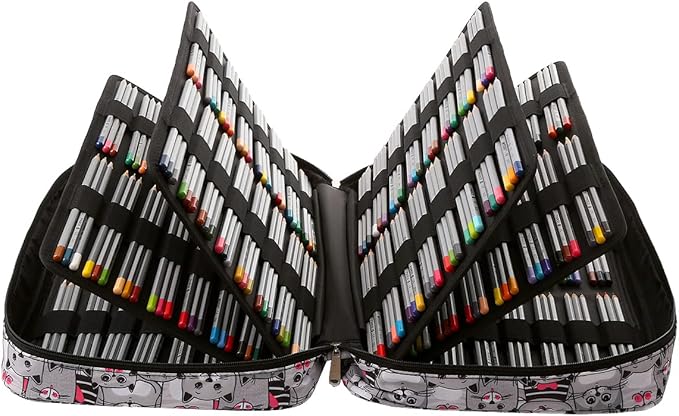 Portable Colored Pencil Case Holds 480 Slots Pencils or 320 to 328 Gel Pens Large Capacity Pencil Organizer with Handle Strap Handy for Colored Pencils & Gel Pen