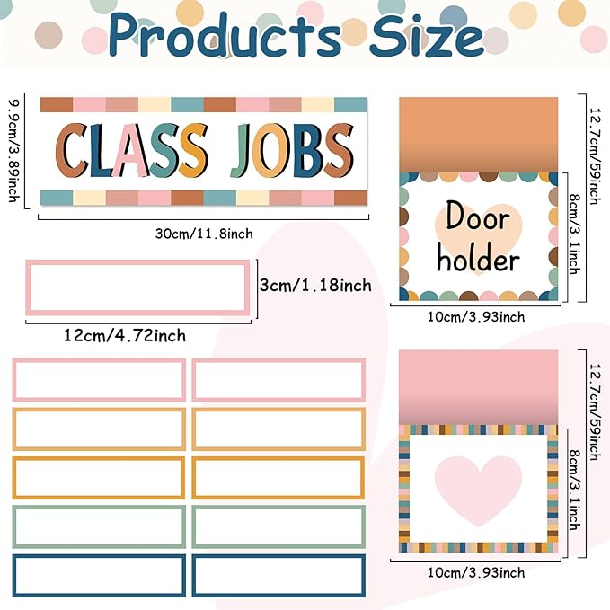 81 Piece Boho Class Jobs Bulletin Board Boho Welcome Classroom Jobs Pocket Chart Set Teacher's Helper Chalkboard Decor Classroom Bulletin Board Set Wall Decoration for Back to School