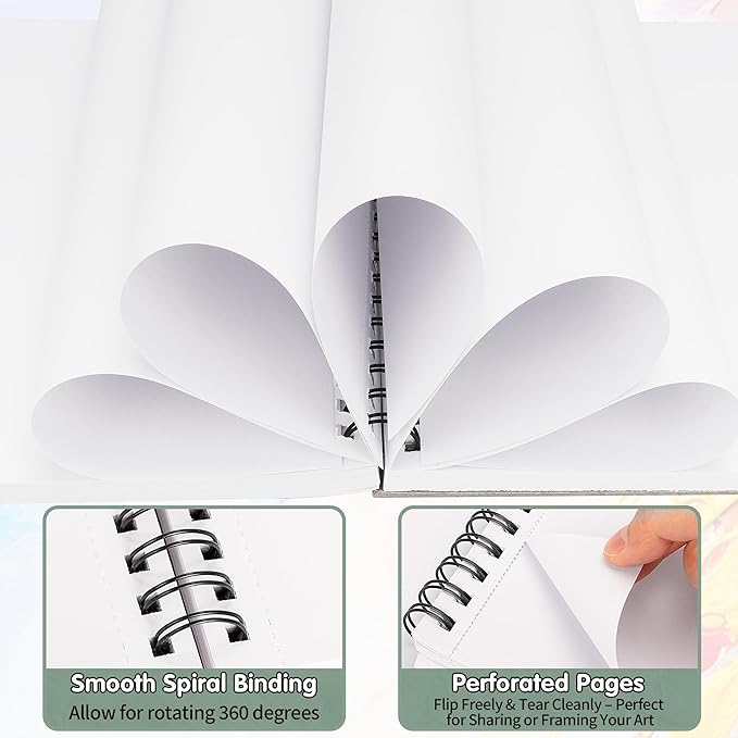 FIXSMITH 9"X12" Green Sketch Book, 100 Sheets (68 lb/100gsm) Spiral Sketchbook, Acid Free Drawing Paper, Sketch Pad for Beginners,Artists & Professionals, Bright White