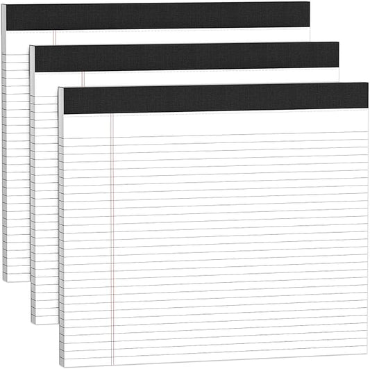 AILZFEI 3 Pack Legal Pads 11 x 9.5 College Ruled White Paper Note Pad Narrow Ruled 30 Sheets Notepads Perforated Writing Pad Clear Print Horizontal Pads of Paper