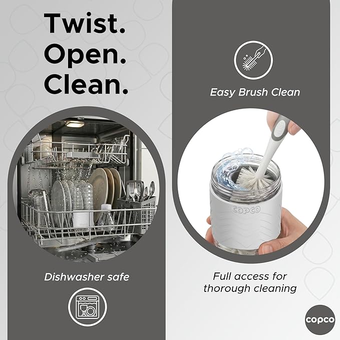 Copco Hydra 16.9 oz Water Bottle, Set of 2 – Leak Proof, BPA Free Tritan, Dishwasher Safe, Twist-Open Body for Ice & Easy Cleaning, Non-Slip Silicone Grip, Ideal for Gym & Office (Gray)