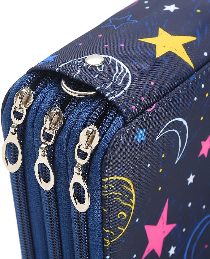 72 Slots Pencil Case Organizer w/Removal Handle Strap | 3-Layer Zipped Pencils Box Large for Colored Pencils Watercolor Pencils for Office and Travel for Artist