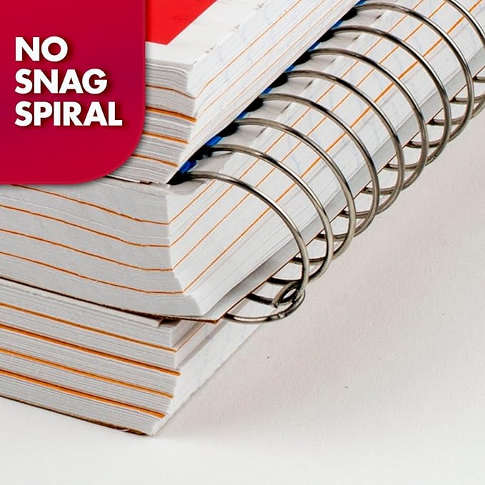 Mead Spiral Notebook, 5 Subject, Wide Ruled Paper, 7-1/2"x 10-1/2", 180 Sheets, Color Will Vary (930205-25)