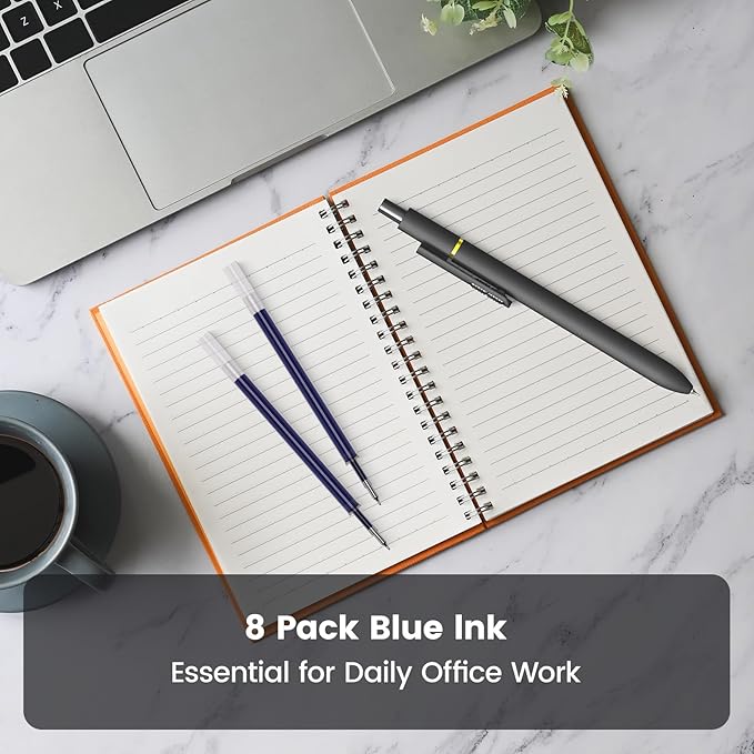 8Pcs Blue Gel Pens - 0.7mm Blue Ink Pens Medium Point | Smooth Writing - Quick Drying Retractable Pen for Men Women (Vintage - 8Pcs)