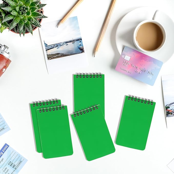 12 Pack mini Spiral Steno Pads,3x5 Inch Small Notepads,Small Pocket Notebooks, College Ruled Lined Note Pads For Kids Adults Outdoor,Home,School,Office,75 Sheets/150 Pages (Green)