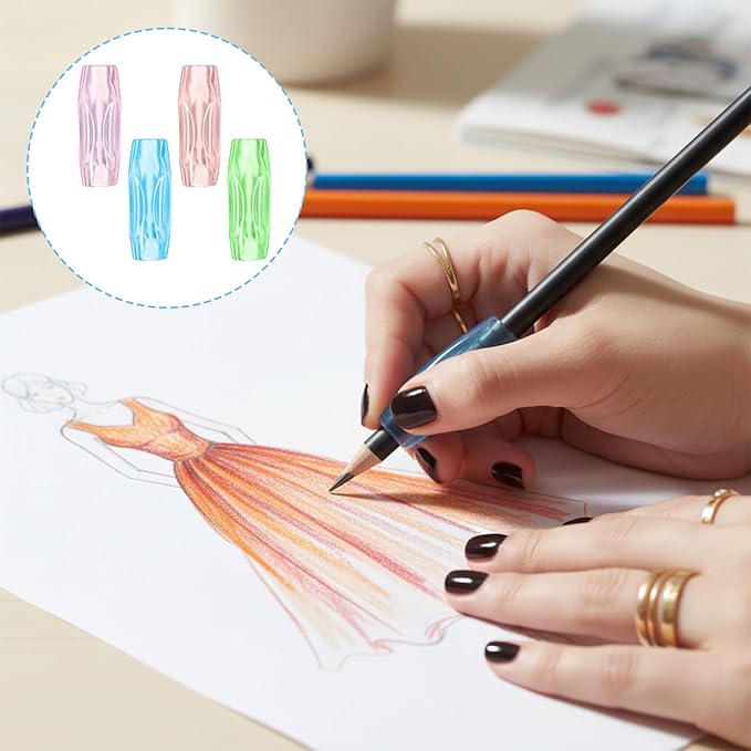8-Pack Silicone Grippers for Pencils with 3 Concaves, Ergonomic Comfort Pencil Grippers for Relieving Fingers Fatigue Writing Aid Universal Pencil Gripper for Kids Adults Handwriting