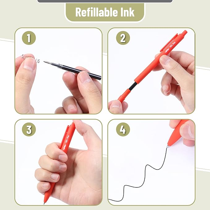 Mr. Pen- Retractable Gel Pens, 12 Pack, Black Ink, Summer Morning Barrel, Fine Point 0.5mm, Fast Dry, Smooth Writing, Cute Pens for Drawing, Writing Planner and School Supplies