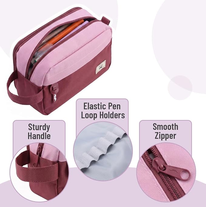 Mr. Pen- High Capacity Pencil Case, Large Pencil Pouch with 3 Compartments and 2 Pockets, Large Pencil Bag with Smooth Zipper, Cute Pencil Case Pouch Organizer, School Supplies for Teens