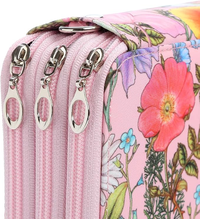 72 Slots Pencil Case Organizer w/Removal Handle Strap | 3-Layer Zipped Pencils Box Large for Colored Pencils Watercolor Pencils for Office and Travel for Artist
