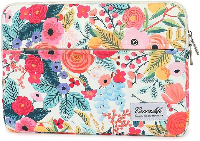 Canvaslife Garden Rose Waterproof Pattern 13 inch Canvas Laptop Sleeve with Pocket 13 inch 13.3 inch Laptop 13 case13 Sleeve