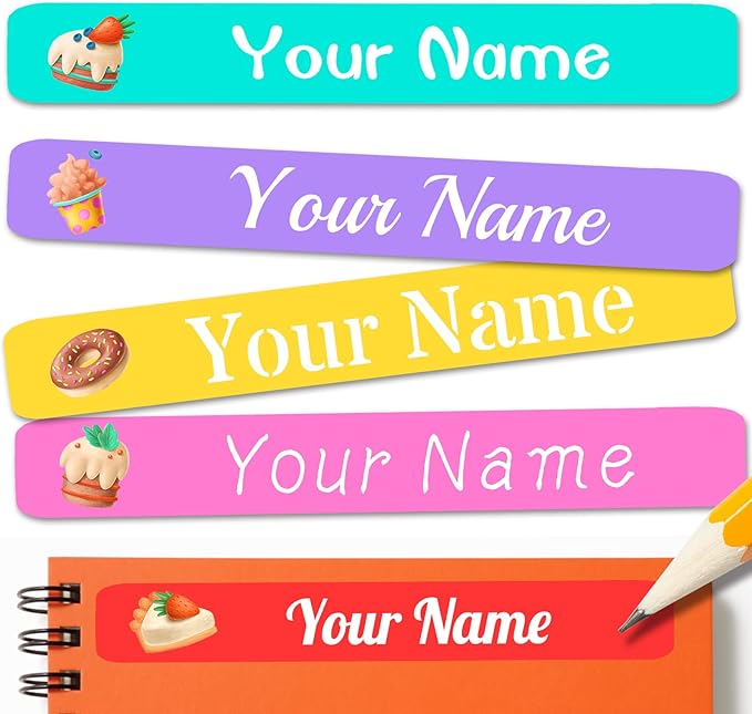 120 PCS Personalized Labels for Kids，Custom Name Tag Stickers Labels Waterproof for School Supplies,Water Bottle,Lunch Box,Toys(2.3 x 0.4 in)