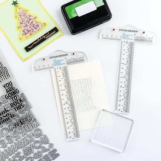 BAOFALI 6 Inches/15cm Acrylic Clear T-Square Ruler, Dual Side Measuring, Transparent, for Crafting, Drafting & General Layout Work