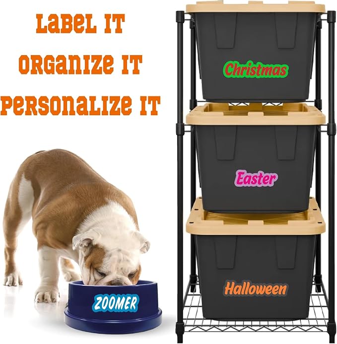 Custom Name Stickers for Water Bottles - Personalized Dishwasher Safe, Vinyl Outline Name Labels for Cups, Tumblers, Helmets, Laptop, Bikes, Cars, Storage and Pet Bowls (Medium 9-15 Letters)