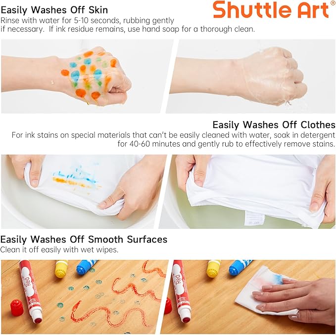 Shuttle Art 100 Pack Dot Markers, 10 Colors x 10 Sets Washable Bingo Daubers, Fun Art Supplies for Kids and Preschoolers, Non Toxic Water-Based