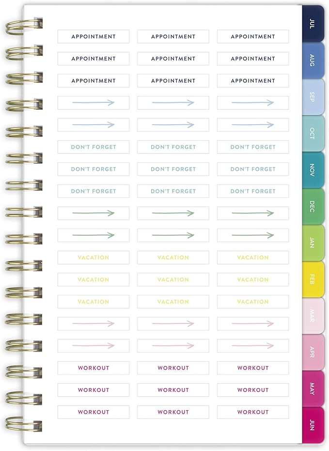 AT-A-GLANCE Planner 2026-2027 Weekly & Monthly Academic 12-Month July-June, 5-1/2" x 8-1/2", Simplified by Emily Ley, Happy Stripe (EL49-200A)